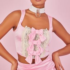 This Crop Top Would Go Great With Some Pink Satin Gloves I Have Up For Sale! Brand New With Tags Offers Welcome Bundle And Save Tags: Pink Dollcore Melanie Martinez Kawaii Lace Zip Up Barbie Barbiecore Princess Cosplay Costume Gift Present Halloween Costume Marie Antoinette Cute Party Tops With Lace Trim, Pink Fitted Feminine Crop Top, Cute Pink Crop Top For Party, Pink Sleeveless Lace Trim Set, Pink Lace Trim Sets For Spring, Coquette Pink Top For Party, Feminine Pink Party Tops, Party Sets With Lace Trim, Pink Lace Trim Top For Party