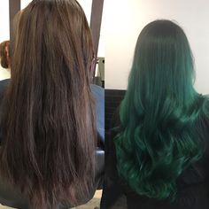 Green ombré/ balayage Green Ombre Hair, Warrior Hair, Green Hair Ombre, Goddess Locks, Ombré Balayage, Alt Hair, Emerald Green Hair, Plum Hair, Haircut Inspo