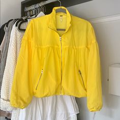 Nwt Free People Jacket Peplum Style Sz Xs So Cute For All Occasions! Rare Find Spring Windbreaker With Pockets, Sporty Long Sleeve Cropped Jacket For Spring, Trendy Spring Track Jacket With Pockets, Trendy Track Jacket With Pockets For Spring, Sporty Spring Outerwear With Pockets, Long Sleeve Cropped Jacket For Spring, Casual Solid Color Cropped Jacket For Spring, Casual Spring Cropped Jacket, Trendy Solid Color Windbreaker For Spring