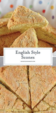 english style scones stacked on top of each other with the title in the middle