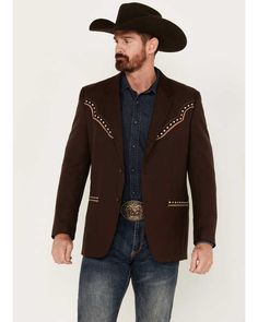 Formal Cowboy Outfits Men, Cowboy Tuxedo, Western Wedding Groomsmen, Cowboy Outfits Men, Brown Blazer Men, Summer Blazer Outfits, Mens Western Jackets, Western Party Wear, Western Blazer