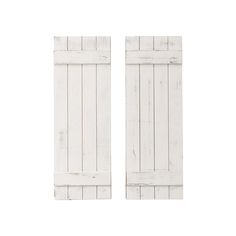 two white wooden shutters on a white background