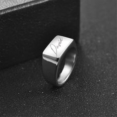 "Personalized Ring, 316L Stainless Steel Custom Name Ring Jewelry Wedding Ring,Engrave Monogram Ring For Man Vintage Cool Rings ♥Description: Material: Stainless steel, Steel Size: US Size7, US Size8, US Size9, US Size10, US Size11, US Size12, Weight: 10g Package Including: 1Pcs Stainless Steel Rings It would make a great gift for any family friend For Mother's day ,Birthday,Halloween,Cocktail party,Black Friday,Cyber Monday,Night Club Masquerade,Family gathering, Dinner party , Wedding , Banque Minimalist Engraved Stainless Steel Rings, Stainless Steel Engraved Ring With Polished Finish For Promise, Rectangular Silver Stainless Steel Signet Ring, Stainless Steel Polished Engraved Promise Ring, Silver Stainless Steel Signet Ring For Promise, Silver Stainless Steel Signet Promise Ring, Engraved Stainless Steel Signet Ring For Anniversary, Anniversary Stainless Steel Open Signet Ring, Engraved Stainless Steel Signet Ring For Promise