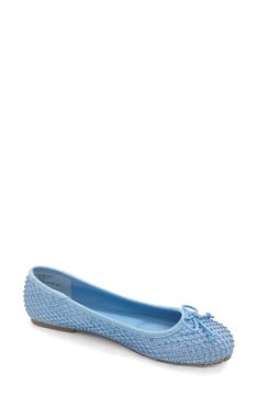 Sparkling embellishments add a dose of glam to the mesh upper of a poised ballet flat set on a cushioned footbed and durable rubber sole. Cushioned footbed Textile upper/synthetic lining/rubber sole Imported Light Blue Ballet Flats, Blue Almond Toe Slip-on Flats, Luxury Blue Slip-on Flats, Blue Synthetic Slip-on Flats, Blue Non-slip Mesh Sneakers, Womens Ballet Flats, Kenneth Cole Reaction, Ballet Flat, Kenneth Cole