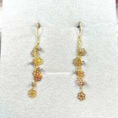 Beautiful, Feminine, Golden And Silver Colour, Long Earrings, Never Worn, Excellent Condition. Saudi Arabian Gold. 18k Gold Earrings, Silver Colour, Long Earrings, Silver Color, Gold Earrings, 18k Gold, Jewelry Earrings, Women Jewelry, Silver