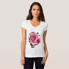 #Pink Rose T-Shirt - #floral #gifts #flower #flowers Thanksgiving Tshirts, Gift Ideas For Couples, Tshirt Custom, Womens Tshirt, Rose T Shirt, Simple Pins, Bride Shirts, Unique T Shirt, Girl Party