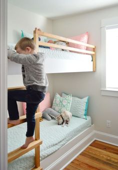 How We Made Built-In Bunk Beds At The Beach House | Young House Love Diy Built In, Bed Frame Plans, Storage Bed Queen, Modern Bunk Beds, Diy Bunk Bed, Bunk Beds Built In, Built In Bunks, Bunk Rooms, Cool Bunk Beds