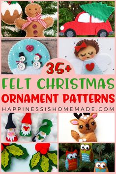 25 felt christmas ornament patterns with text overlay