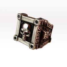 Fenris Skull Tomb Ring Silver Silver biker rocker style skull ring with gothic architectural details, black crystals.Metal: Silver alloySize: 10 Includes velvet gift bag. Need a gift box? We have those too! Mens Necklaces, Mens Skull Rings, Silver Skull Ring, Rings And Bracelets, Rocker Style, Skull Ring, Architectural Details, Black Crystals, Men's Jewelry