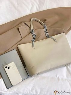 Bird in Bag - Womens Chain Strap Tote Bag with Colorful Capacity Casual Shoulder Bag With Chain For Everyday Use, Casual Everyday Shoulder Bag With Chain Strap, Trendy Travel Shoulder Bag With Chain, Trendy Beige Bag With Chain Detail, Trendy Chain Shoulder Bag For Travel, Casual Bags With Chain For Daily Use, Casual Everyday Bag With Chain Detail, Casual Everyday Bags With Chain Detail, Casual Chain Bags For Everyday Use