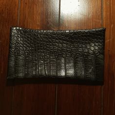 Corinne Mccormack Slim Glasses Pouch. Made Of A Faux Leather Embossed With Crocodile Skin Texture. The Case Is Very Soft And Black In Color. There Is A Slight Sheen To Its Surface. The End Of The Case Shuts Closed Using A Magnet Embedded Into The Edge Of The Fabric. New Condition With Tags. Black Leather Clutch For Night Out, Black Textured Leather Rectangular Clutch, Crocodile Macbook Case, Leather Clutch With Crocodile Pattern, Rectangular, Crocodile Skin, Emboss, Embossed Leather, Sunglasses Accessories, Faux Leather