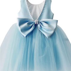 Baby Girl Summer Princess Dresses Blue Bow Puffy Dress Birthday Party Dress Blue / 1-2 Years (90cm Sleeveless Blue Tutu Dress For Dress-up, Elegant Blue Princess Dress For Baptism, Elegant Blue Dress For Birthday, Elegant Blue Birthday Dress, Elegant Light Blue Princess Dress For Spring, Elegant Blue Princess Dress With Bow, Elegant Blue Baptism Dress For Party, Sleeveless Blue Tutu Dress For Party, Blue Princess Tutu Dress With Bow