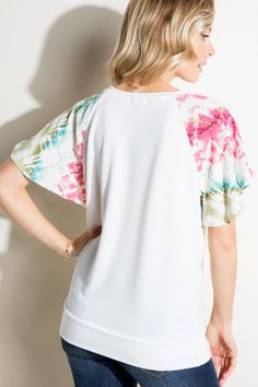 SOLID TERRY TIE DYE PRINT WOVEN MIXED V NECK SHORT FLAIR SLEEVE TOP87% POLYESTER, 10% RAYON, 3% SPANDEX MADE IN USAS/M/L 2-2-2 Style: Casual Print / Pattern: Solid & Floral Fit: Regular Neck Line: V NECK Sleeve: SHORT FLAIR SLEEVE Lining: No Made In: Made In U.S.AFabric Contents: 87% POLYESTER 10% RAYON 3% SPANDEXNon-sheer fabricCare Instructions: Machine wash cold, Do not bleachSize Measurement (inch): S: 36.0-38.0 (Bust), null (Waist), null (Hips), null (Length) M: 38.0-40.0 (Bust), null (Wais Pink M, Floral Fit, Tie Dye Print, Sheer Fabrics, Print Pattern, Fabric Care, Print Patterns, Sleeve Top, Tie Dye