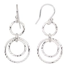 Create Compliments® sterling silver earrings with a triple hoop design feature unmistakable quality and are priced to make everyone smile. Hoop Design, Fish Hook, Ear Wire, Earring Gifts, Ring Designs, Sterling Silver Earrings, Diy Jewelry, Silver Earrings, Diamond Cuts