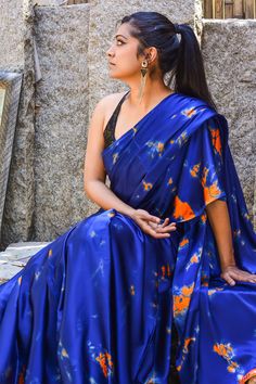 The Coolest Dyed Satin Sarees are Here To Shop • Keep Me Stylish Satin Sarees, White Salwar, Desi Attire, Keep Me Stylish, Shibori Sarees, Satin Dressing Gown, Blouse Images, Saree Style, Letters Design