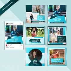 a set of social media post templates with photos