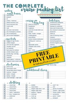 the complete cruise packing list with free printable