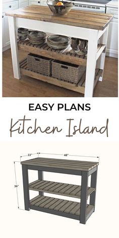 the plans for this kitchen island are easy to build and have lots of storage space