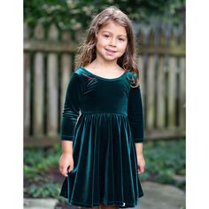 Merry Merry! Our Christmas twirly dress is perfect for family gatherings and pictures with Santa. The stretch green velvet dress has Merry embroidered on the neckline. Girls Holiday Outfits, Green Christmas Dress, Christmas Dress Girls, Velvet Christmas Dress, Girls Holiday Outfit, Velvet Holiday Dress, Joy Dress, Twirly Dress, Christmas Dresses