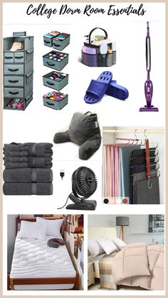 college dorm room essentials collage