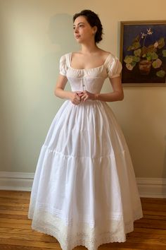 Mid 19th Century Fashion, Victorian Dress Corset, Corset Dress Vintage 19th Century, Mid Century Dress, 19th Century Inspired Fashion, 19th Century Inspired Wedding Dress, 18th Century Summer Dress, Chemise And Corset, 1800 Dresses Simple