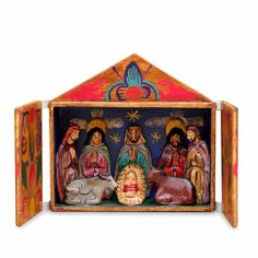 the nativity scene is made out of wood