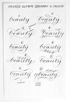 some type of calligraphy that is written in cursive writing, with the words beauty