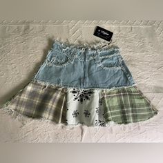 Nwt Jaded London Denim Check Plaid Mix Mini Skirt Sz 6 Summer Denim Patchwork Mini Skirt, Blue Patchwork Mini Denim Skirt, Jaded London Denim Dress, Dark Wash Patchwork Denim Skirt, Jaded London Denim Skirt, Rose Skirt, Peplum Skirt, Jaded London, Micro Mini Skirt