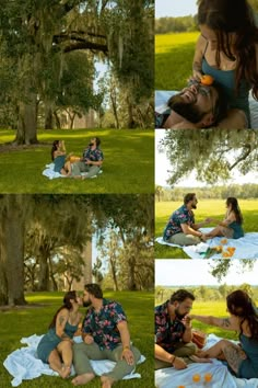 Picnic Engagement Couples Shoot at Bok Tower Gardens Park in a Storytelling Style Picnic Shoot, Orange Groves, Majestic Tree, Romantic Picnic, Gift Basket Ideas For Couples, Grassy Field, Couples Shoot, Love And Connection