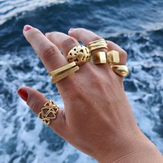 Gold Chunky Rings, Big Gold Ring, Gold Ring Simple, Gold Rings Simple, Gold Rings Stackable, Geometric Star, Stylish Rings, Etsy Gold Ring, Ring Simple