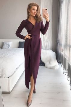 Fabric: Crepe diagonal Cotton 75%, Polyester 20%, Elastane 5% Long-sleeve dress Maxi length Wrap dress Collarless Color: White, Black, Red, Beige, Plum