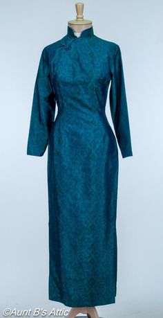 Elegant Blue Fitted Ao Dai, Fitted Long Sleeve Cheongsam For Evening, Traditional Blue Ao Dai For Formal Occasions, Fitted Cheongsam For Evening, Spring Formal Fitted Ao Dai, Blue Fitted Ao Dai For Evening, Fitted Blue Ao Dai For Evening, Evening Blue Fitted Ao Dai, Chinese Room