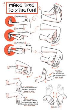 the instructions for how to stretch out your hands and feet in order to make them comfortable