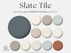 the color palette is shown in shades of gray, brown and white with text that reads slate