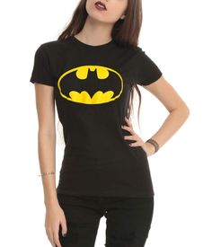 PRICES MAY VARY. Color: Black Size: Junior Women's Fit: Women's Juniors' fitted sizes Show off your favorite Superhero by wearing your new Bat girl merch! Officially licensed apparel and high-quality prints make it the perfect gift for any fan. Whether it be for an achievement, Halloween, Christmas or a birthday. This classic Batgirl women's junior shirt features the Iconic Batgirl symbol. This black slim fit style junior-women's tee is made of super soft 100% cotton. Be sure to check out our Si Batgirl Symbol, Batgirl Logo, Super Easy Halloween Costumes, Marvel Gift, Bat Logo, Ideas Regalo, Bat Girl, Batman Shirt, Junior Shirts