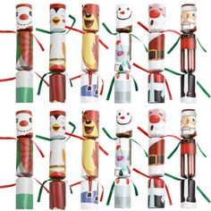 a group of nutcrackers with different designs on them