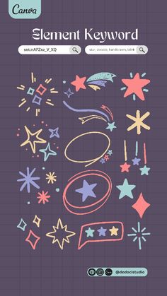 an image of a book cover with stars and shapes on the page, which reads'element keyword '