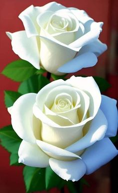 two white roses sitting next to each other