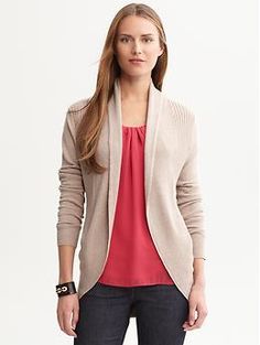 Cocoon ribbed cardigan | Banana Republic Casual Collared Ribbed Cardigan, Collared Ribbed Sweater For Spring, Spring Ribbed Collared Sweater, Fall Ribbed Collared Cardigan, Elegant Collared Cardigan For Layering, Elegant Ribbed Cardigan For Work, Collared Knit Cardigan For Work, Chic Sweater With Ribbed Collar For Spring, Versatile Ribbed Winter Cardigan