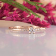 14k solid rose gold small & dainty promise ring for her,Womens unique promise ring, Simple delicate promise ring, White cz promise ring WE OFFER UNLIMITED PERIOD INSTALLMENTS PLAN This is a beautiful, stunning, feminine ring that works well for all occasions, styles, and ages. You will love it! Ring information: Main stone: White cubic zirconia Approximate size: 2.5mm Accent stones: Cubic zirconia Approximate size: 1.0mm (6 stones) Metal type: Gold Metal stamp: 14k Gold Installment Payments Dainty Rose Gold Diamond Ring, Rose Gold Dainty Promise Ring, Delicate Rose Gold Promise Rings, Rose Gold Stackable Promise Rings, Rose Gold Stackable Rings For Promise, 14k Rose Gold Stackable Promise Rings, Rose Gold Stackable Rings With Diamond Accents For Promise, Delicate Rose Gold Diamond Promise Ring, Delicate 14k Rose Gold Diamond Ring