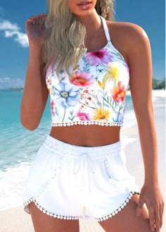 Color:White;Size:S;Size:M;Size:L;Size:XL;Size:XXL;Bra Style:Padded;Support:Wire Free;Pad Style:Removable;Strap Style:Adjustable;Package Contents:1 X Bra , 1 X Shorts;Occasion:Sport; Trendy Outfits For School Aesthetic, Pink Swimsuits, Classy Swimwear, Cruise Clothes, Trendy Outfit Inspo, Dyt Type 1, Trendy Swimsuits, Trendy Summer Outfits, Cute Swimsuits