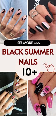 Elevate your summer style with the sophistication of black nails. Timeless and versatile, black exudes elegance and drama effortlessly. Whether you prefer a glossy finish for a classic touch or a matte look for a modern edge, black is perfect for any occasion. Keep it chic with minimalist designs like stripes or dots, or go bold by adding metallic accents or delicate rhinestones. Black nails make a statement wherever you go - be it at the poolside or a summer party.