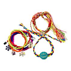 Bright and Joyful, Cheerful Arm Candy Bracelet Set - Weather resistant bracelet mix - Manually knotted - Weightless and soundless - Fits most, small to large wrists Included: - Elastic Seed Beads Colorful Bracelets - Set of 5 - Wire adjustable bracelets or Hilitos Colored & Neon Mix, set of 3 or 5 depending on model - Sets varies upon selection, some includes randomly selected charms, focus piece and manually sewed words Bohemian Adjustable Charm Bracelet For Friendship, Playful Adjustable Multicolor Friendship Bracelets, Adjustable Multicolor Charm Bracelet For Festival, Trendy Multicolor Jewelry With Adjustable Cord, Assorted Adjustable Friendship Bracelets, Adjustable Rainbow Hippie Bracelets, Playful Adjustable Blue Friendship Bracelets, Adjustable Assorted Wristband For Friendship, Handmade Assorted Friendship Bracelets