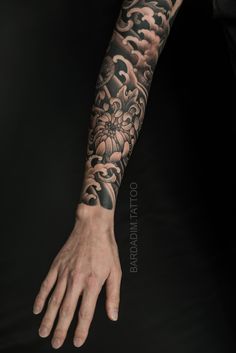 a man's arm with tattoos on it