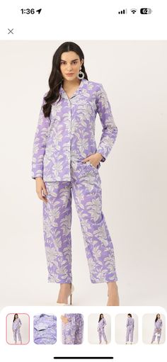 Beautiful HandBlock Print 100% cotton nightsuit includes full sleeves shirt with a pocket, elasticated pyjama pants with two pockets! comes wrapped in a bag. the Jaipuri block print makes it so unique and the soft breatheable cotton makes it the perfect loungewear set to laze around in the house.its so cozy and gets very soft with each wash. the pajama set is a relaxed fit and its made with love by the artisans of Jaipur,india  MODEL IS WEARING SIZE M SIZE CHART ATTACHED IN PICS. Purple Floral Print Sleepwear For Loungewear, Purple Floral Print Sleepwear, Purple Cotton Sleepwear For Pajama Party, Purple Floral Print Cotton Sets, Purple Relaxed Fit Long Sleeve Sleepwear, Purple Cotton Loungewear Sets, Purple Cotton Pajama Party Sets, Purple Cotton Sleepwear Set, Purple Cotton Sleepover Set