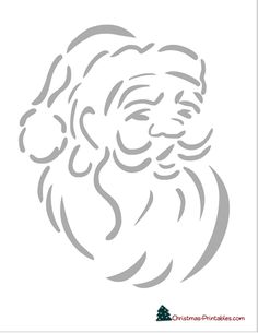 a christmas card with the face of santa claus in grey and white, on a white background