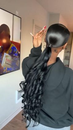 Pointy Tail Hairstyles Weave, Slick Ponytail Weave With Diamonds, Sleek Bodywave Ponytail Black Women, Sew In Black Women, Weave Ponytail Tutorial Videos, Slik Ponytail Styles Black Women, Weave Ponytail Hairstyles, Sleek Ponytail Hairstyles, Black Ponytail Hairstyles