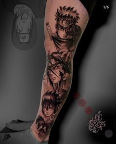 an arm with some anime characters on it