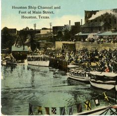 an old postcard shows boats in the water