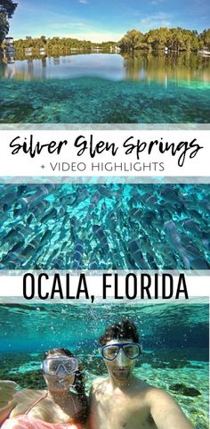 two people swimming in the ocean with text overlay saying silver sleu springs and video highlights